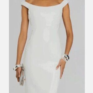 NEW Retrofete Jazmina Sequin Dress Gown White Size L MSRP 898